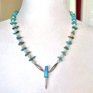 Vintage Sterling Silver Bead & Turquoise Claw Design Necklace
